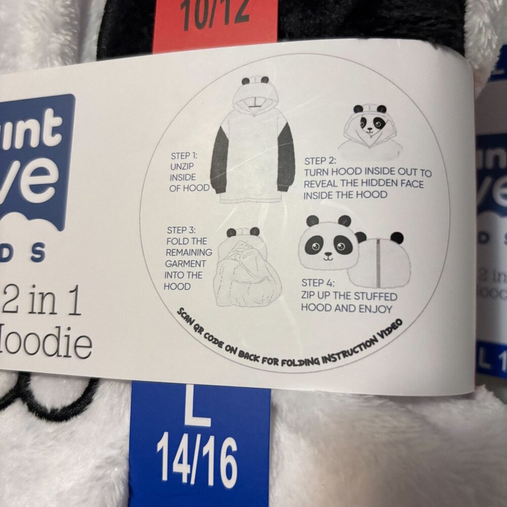 🆕 saint eve kids Youth 2 in 1 Sleep Hoodie, black & white, M/L 10/12+14/16 - NWT - Picture 3 of 3